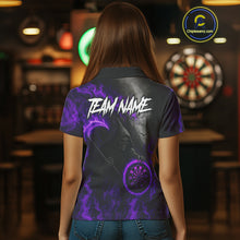 Load image into Gallery viewer, Custom Purple Flaming Dartboard Grim Reaper Dart Women Polo Shirt Dart Team Jerseys NYN1639