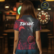 Load image into Gallery viewer, Custom Red Flaming Dartboard Grim Reaper Dart Women Polo Shirt Dart Team Jerseys NYN1640