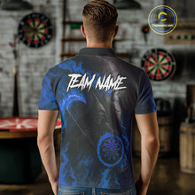 Load image into Gallery viewer, Custom Blue Flaming Dartboard Grim Reaper Dart Men Polo Shirt Dart Team Jerseys NYN1641
