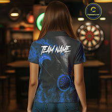 Load image into Gallery viewer, Custom Blue Flaming Dartboard Grim Reaper Dart Women Polo Shirt Dart Team Jerseys NYN1641