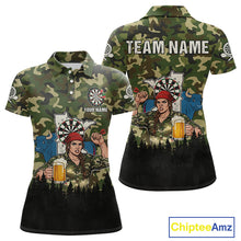Load image into Gallery viewer, Custom Camouflage Human &amp; Funny Beer Bull Dartboard Women Darts Polo Shirt Dart Jerseys NYN1925