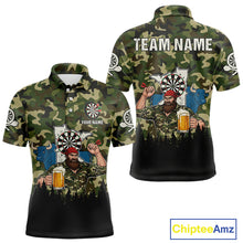 Load image into Gallery viewer, Custom Camouflage Human &amp; Funny Beer Bull Dartboard Men Darts Polo Shirt Dart Jerseys NYN1925