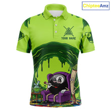 Load image into Gallery viewer, Green Dripping Funny Smoking 8 Ball Billiard Pool Shirt For Men Custom Billiard Team Jerseys NYN3047