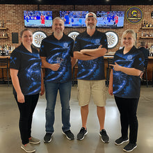 Load image into Gallery viewer, Thunder Blue Dartboard Mens Dart Polo &amp; 1/4-Zip Shirt Custom Name Splatter Dart Jersey For Darters NYN3208