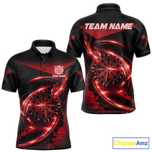 Load image into Gallery viewer, Thunder Red Dartboard Mens Dart Polo &amp; 1/4-Zip Shirt Custom Name Splatter Dart Jersey For Darters NYN3209