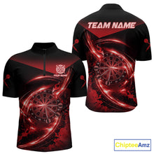 Load image into Gallery viewer, Thunder Red Dartboard Mens Dart Polo &amp; 1/4-Zip Shirt Custom Name Splatter Dart Jersey For Darters NYN3209