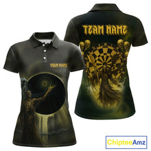 Load image into Gallery viewer, Custom Brown Skeleton Dartboard Darts Polo Shirt For Women - Darts Jersey NYN0733