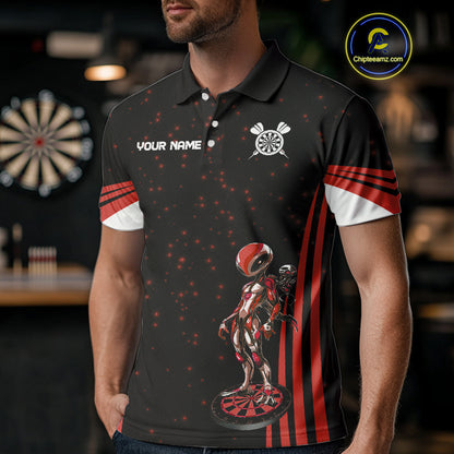 Custom Red Alien Dartboards Dart Polo Shirts For Men Outfits Alien Dart Team Jerseys NYN1022