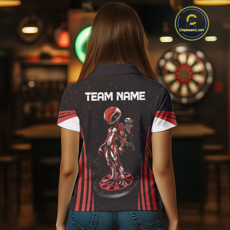 Custom Red Alien Dartboards Dart Polo Shirts For Men Outfits Alien Dart Team Jerseys NYN1022