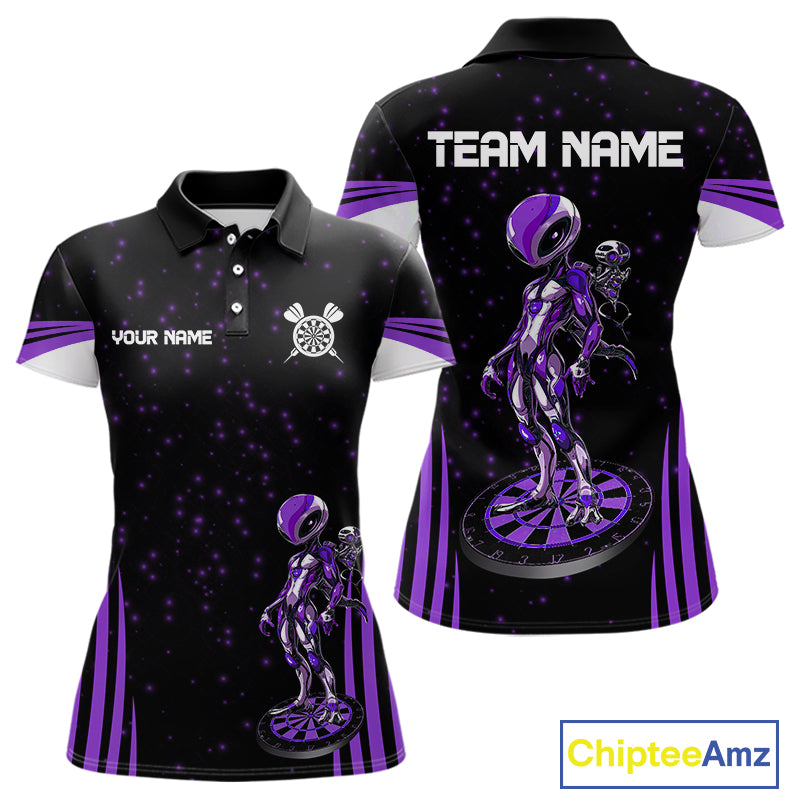 Custom Purple Alien Dartboards Dart Polo Shirts For Women Outfits Alien Dart Team Jerseys NYN1023