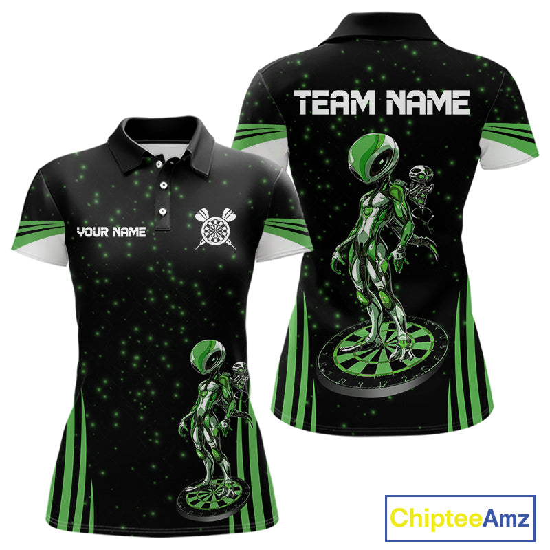 Custom Green Alien Dartboards Dart Polo Shirts For Women Outfits Alien Dart Team Jerseys NYN1024