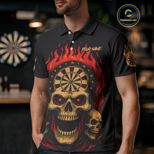 Load image into Gallery viewer, Custom Grunge Horror Skull Fire Flame Dartboard Dart Polo Jerseys For Men Dart Gifts NYN1648