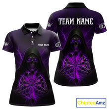 Load image into Gallery viewer, Custom Lightning Purple Bone Skeleton Dartboard Dart Women Polo Jerseys Dart Shirt Gifts NYN1650