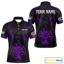 Load image into Gallery viewer, Custom Lightning Purple Bone Skeleton Dartboard Dart Men Polo Jerseys Dart Shirt Gifts NYN1650
