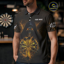 Load image into Gallery viewer, Custom Lightning Yellow Bone Skeleton Dartboard Dart Men Polo Jerseys Dart Shirt Gifts NYN1651