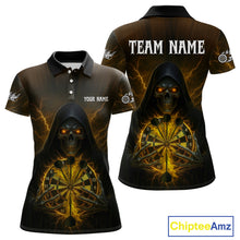 Load image into Gallery viewer, Custom Lightning Yellow Bone Skeleton Dartboard Dart Women Polo Jerseys Dart Shirt Gifts NYN1651
