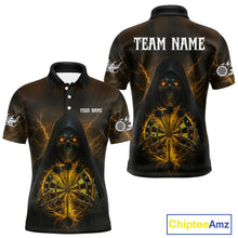 Load image into Gallery viewer, Custom Lightning Yellow Bone Skeleton Dartboard Dart Men Polo Jerseys Dart Shirt Gifts NYN1651