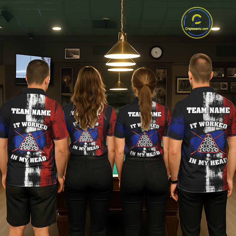 Skull Hoding 9 Ball & 8 Ball Pool Women Billiard Team Shirt Custom Blue & Red Billiards Ball Apparel NYN2468