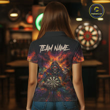 Load image into Gallery viewer, Colorful Smoke Horror Grim Reaper Dartboard Dart Polo Shirts For Women Custom Dart Team Shirts NYN2677