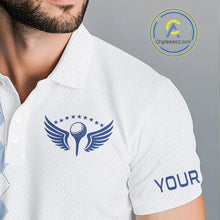 Load image into Gallery viewer, Mens Blue Argyle Pattern Golf Shirts Argyle Golf Clothing Custom Blue Golf Polo, Best Golf Gifts NYN3051