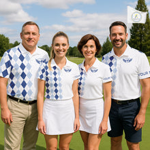 Load image into Gallery viewer, Mens Blue Argyle Pattern Golf Shirts Argyle Golf Clothing Custom Blue Golf Polo, Best Golf Gifts NYN3051