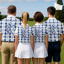 Load image into Gallery viewer, Mens Blue Argyle Pattern Golf Shirts Argyle Golf Clothing Custom Blue Golf Polo, Best Golf Gifts NYN3051