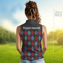 Load image into Gallery viewer, Womens American Flag Golf Shirts Patriotic Golf Jersey Custom Black Ball Golf Sleeveless Polo Jerseys NYN3053