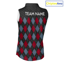 Load image into Gallery viewer, Womens American Flag Golf Shirts Patriotic Golf Jersey Custom Black Ball Golf Sleeveless Polo Jerseys NYN3053