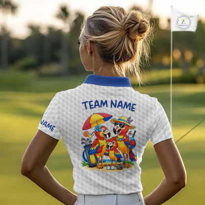 Custom Funny Family Parrots Golf Polo Shirts For Women Colorful Golf Clubs Golf Clothing Shirts NYN3056