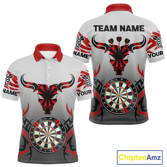 Red Dark Bull Colorful Dartboard Men's Darts Shirt - Custom Name For Darts Jersey NYN0516