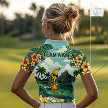 Load image into Gallery viewer, Woman wearing banana golfer golf polo shirt on golf course