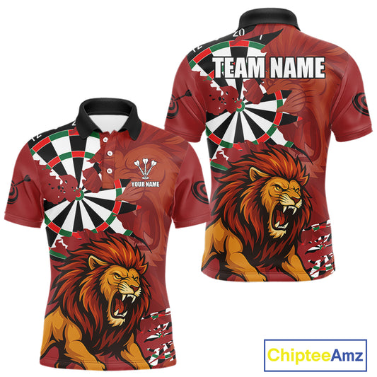 Lion Scratched Dartboard Men's Darts Shirt Polo Jersey Custom Name For Players NYN0739