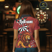 Load image into Gallery viewer, Lion Scratched Dartboard Women&#39;s Darts Shirt Polo Jersey Custom Name For Players NYN0739