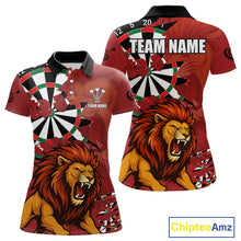 Load image into Gallery viewer, Lion Scratched Dartboard Women&#39;s Darts Shirt Polo Jersey Custom Name For Players NYN0739