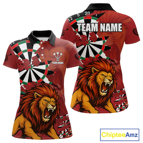 Lion Scratched Dartboard Women's Darts Shirt Polo Jersey Custom Name For Players NYN0739