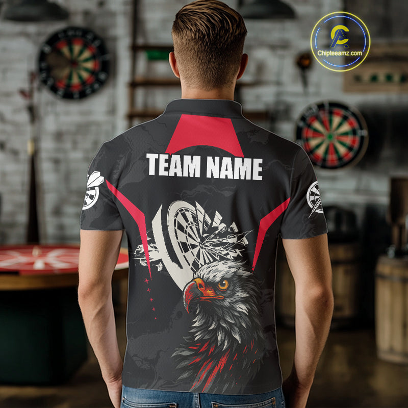 Eagle Cracked Dartboard Custom Red Darts Polo Shirt For Men - Darts Team Jersey NYN0740