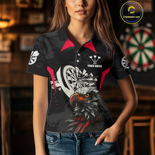 Load image into Gallery viewer, Eagle Cracked Dartboard Custom Red Darts Polo Shirt For Women - Darts Team Jersey NYN0740
