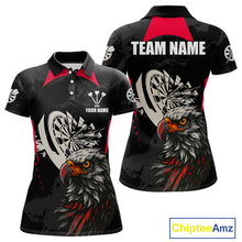 Load image into Gallery viewer, Eagle Cracked Dartboard Custom Red Darts Polo Shirt For Women - Darts Team Jersey NYN0740