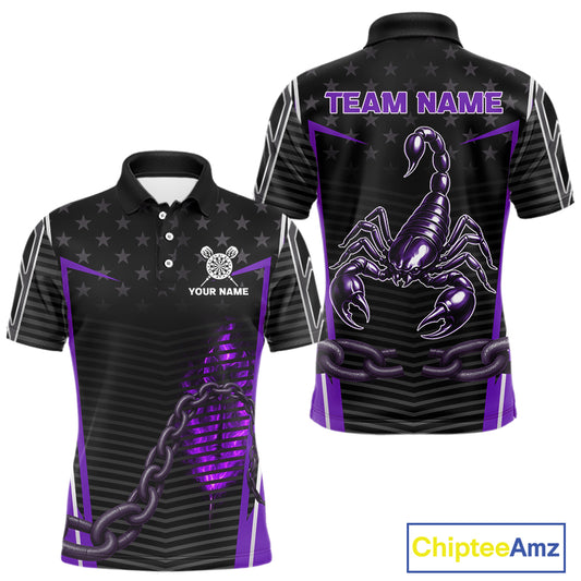 Custom Purple Flames Scorpion Dart Arrow Darts Shirt For Men Dart Jersey Uniform NYN1049
