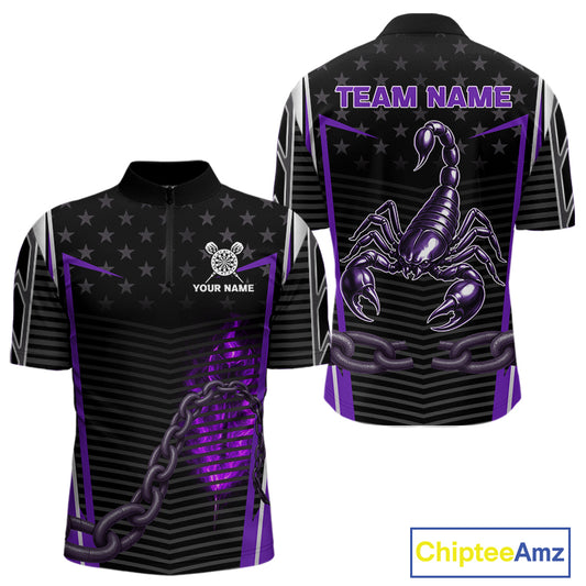 Custom Purple Flames Scorpion Dart Arrow Darts Shirt For Men Dart Jersey Uniform NYN1049