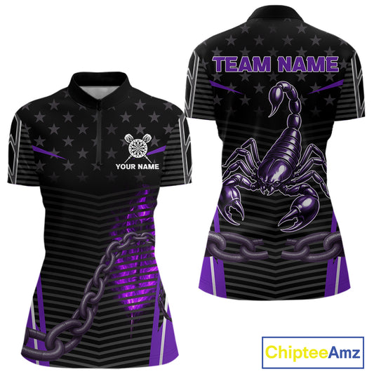 Custom Purple Flames Scorpion Dart Arrow Darts Shirt For Women Dart Jersey Uniform NYN1049