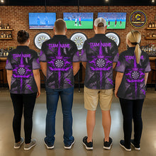 Load image into Gallery viewer, Personalized Raven Purple Flames Crown Darts Polo Shirts For Women Cross Dart Gothic Jerseys NYN2195