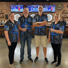Load image into Gallery viewer, Personalized Raven Blue Flames Crown Darts Quarter-Zip  Shirts For Women Cross Dart Gothic Jerseys NYN2196