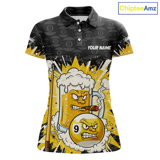 Funny Shamrock Pool 9 Ball & 8 Ball Women's Billiard Team Shirt Custom Patrick Day Billiard Attire NYN2473