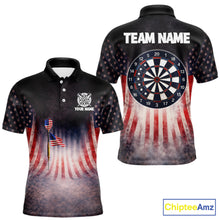 Load image into Gallery viewer, American Flag Grunge Dart Arrow Patriotic Dart Polo Shirts For Men Custom Name For Dart Players NYN2685