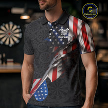 Load image into Gallery viewer, Custom American Flag Dart Arrow Black Dart Men Polo Shirt Patriotic Dart Team Jerseys NYN1625