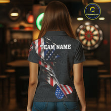 Load image into Gallery viewer, Custom American Flag Dart Arrow Black Dart Women Polo Shirt Patriotic Dart Team Jerseys NYN1625