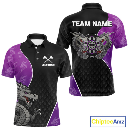 Grey Dragons Purple & Black Dartboard Darts Shirt For Men - Custom Darts Uniform NYN0533