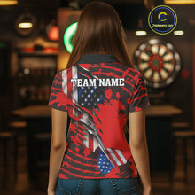 Load image into Gallery viewer, Custom American Flag Dart Arrow Black &amp; Red Dart Women Polo Shirt Patriotic Dart Jerseys NYN1626