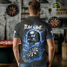 Load image into Gallery viewer, Custom Fire Flame Dartboard Lightning Blue Skull Dart Men Polo Jerseys Dart Team Shirt NYN1674